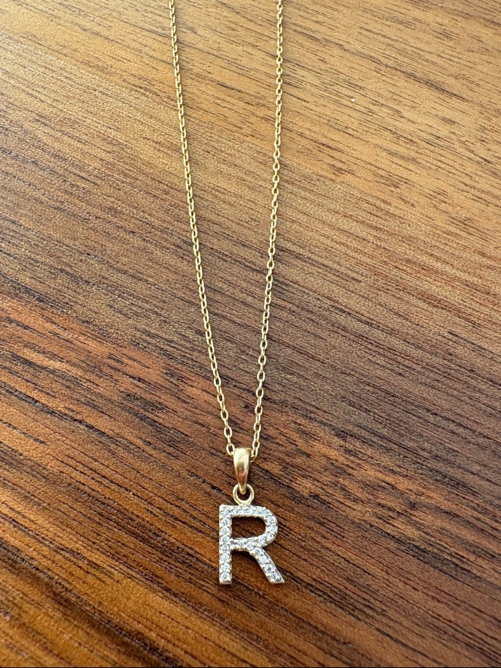 MIDAS 14K Gold Diamond Initial R Necklace Pavé Pendant - Picture 2 of 7